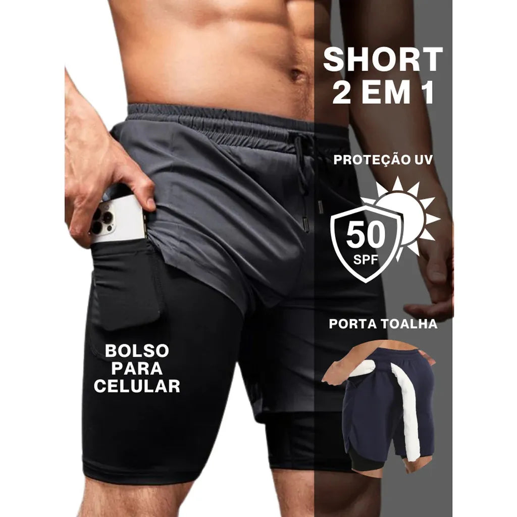 Short 2 em 1 Caveira Dark Pro Fit