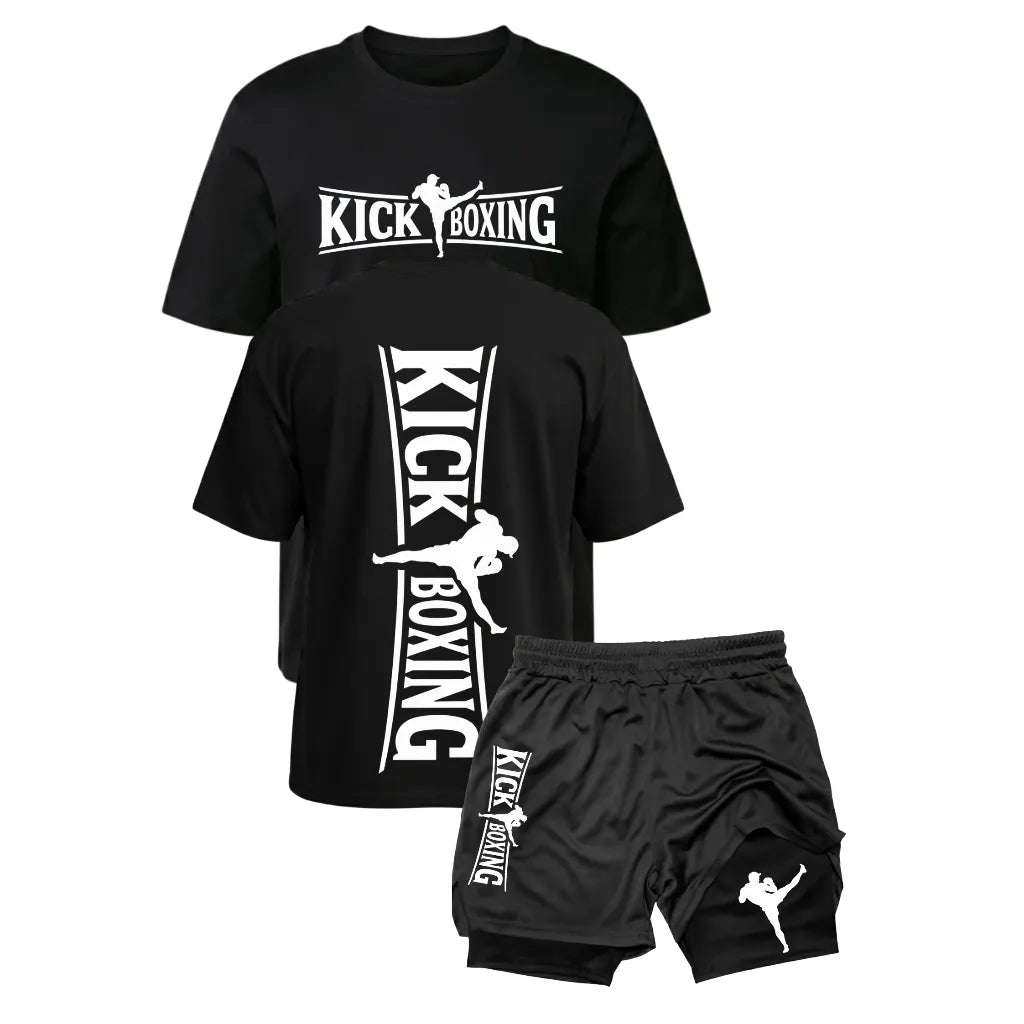 Kit Kickboxing Combat Camiseta Algodão + Short 2 em 1
