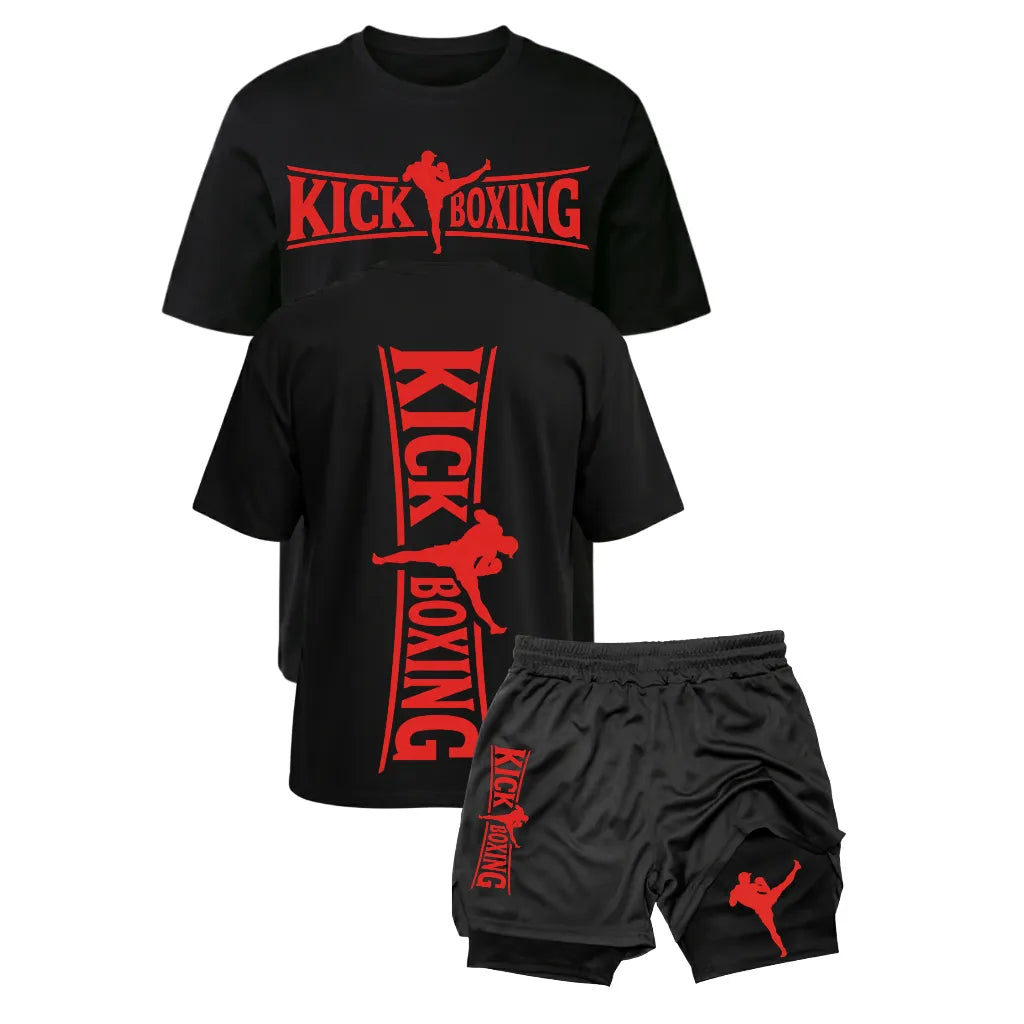 Kit Kickboxing Combat Camiseta Algodão + Short 2 em 1