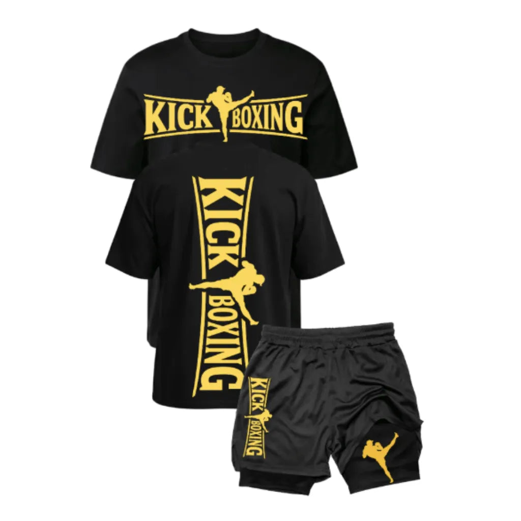 Kit Kickboxing Combat Camiseta Algodão + Short 2 em 1