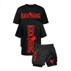 Kit Kickboxing Combat Camiseta Algodão + Short 2 em 1