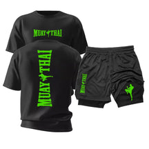 Kit Muay Thai Strike Camiseta Algodão + Shorts 2 em 1 Treino