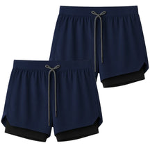 Kit 2 Shorts 2 em 1 Masculino Dry Fit com Bolso