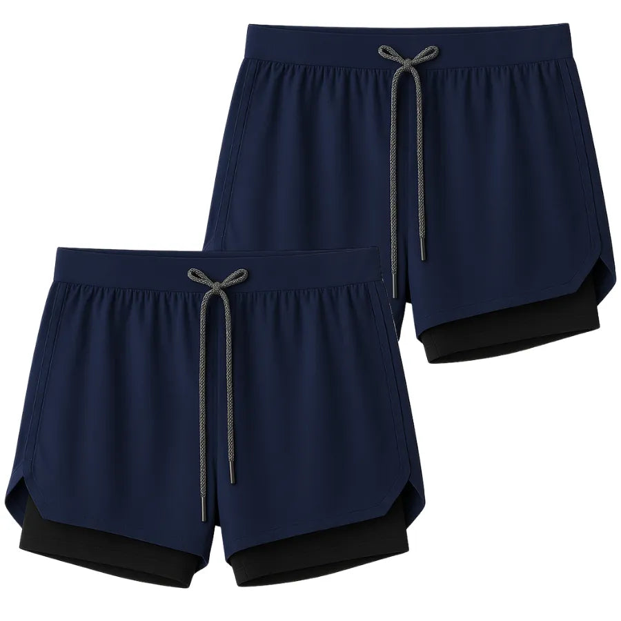 Kit 2 Shorts 2 em 1 Masculino Dry Fit com Bolso