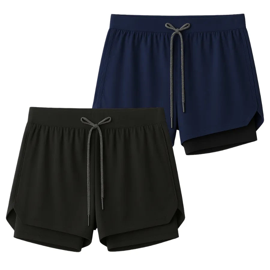 Kit 2 Shorts 2 em 1 Masculino Dry Fit com Bolso