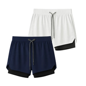 Kit 2 Shorts 2 em 1 Masculino Dry Fit com Bolso