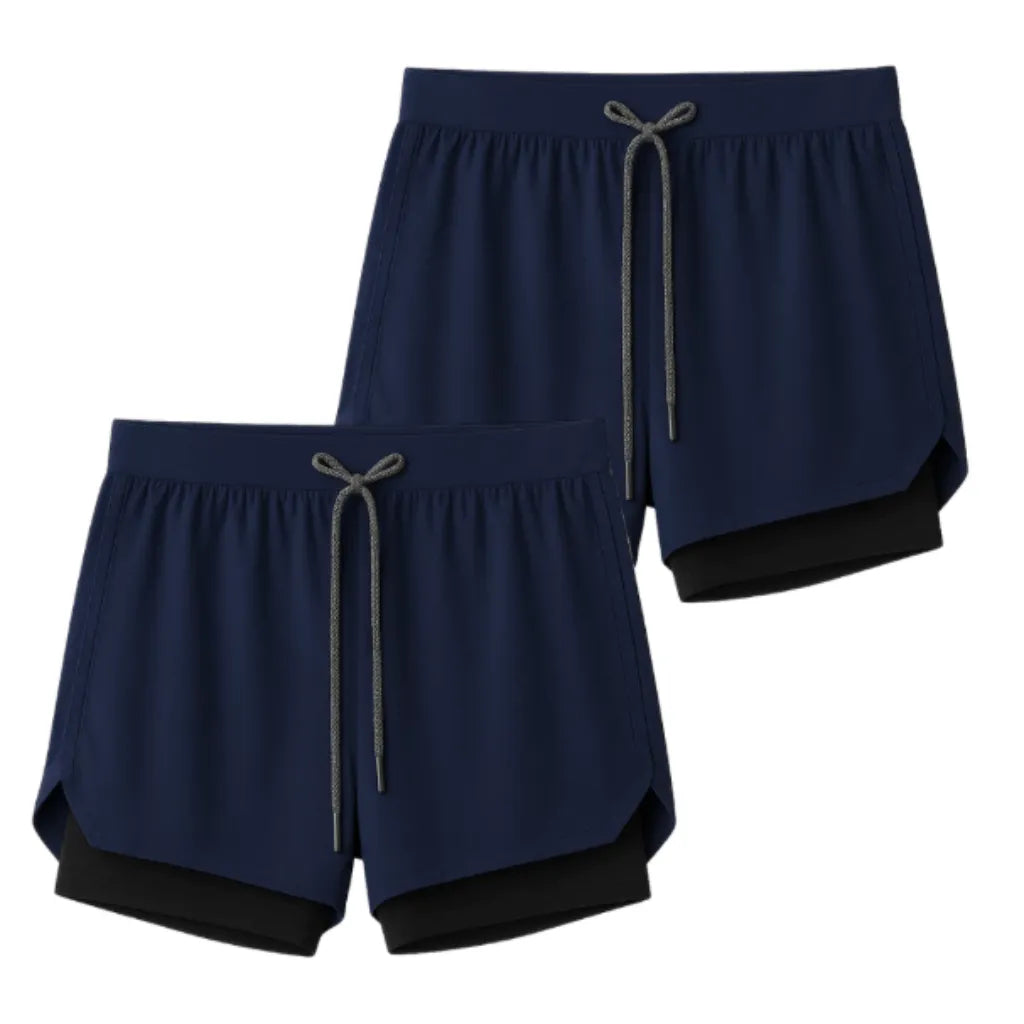 Kit 2 Shorts 2 em 1 Masculino Dry Fit com Bolso