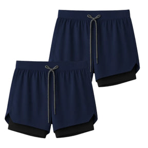 Kit 2 Shorts 2 em 1 Masculino Dry Fit com Bolso