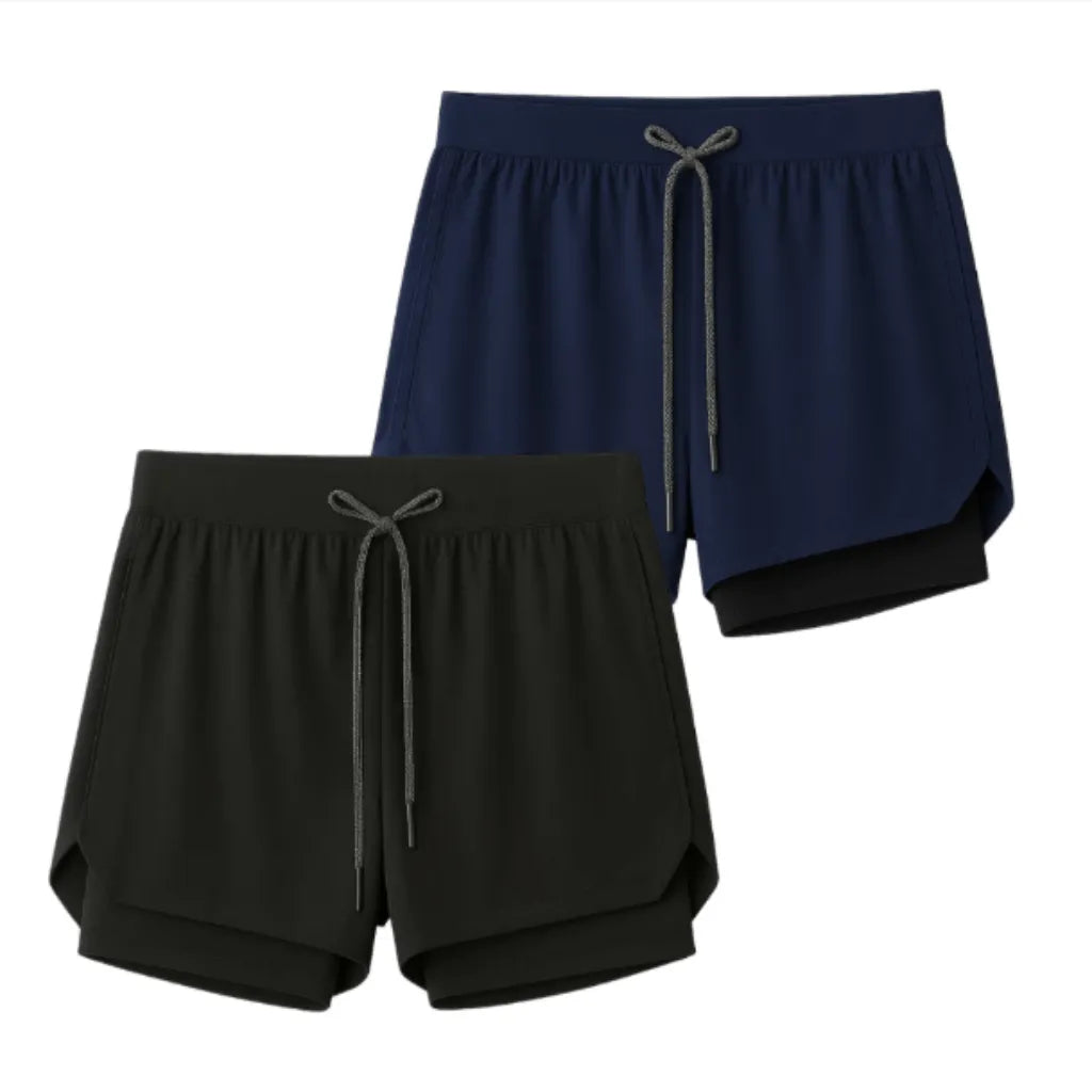 Kit 2 Shorts 2 em 1 Masculino Dry Fit com Bolso