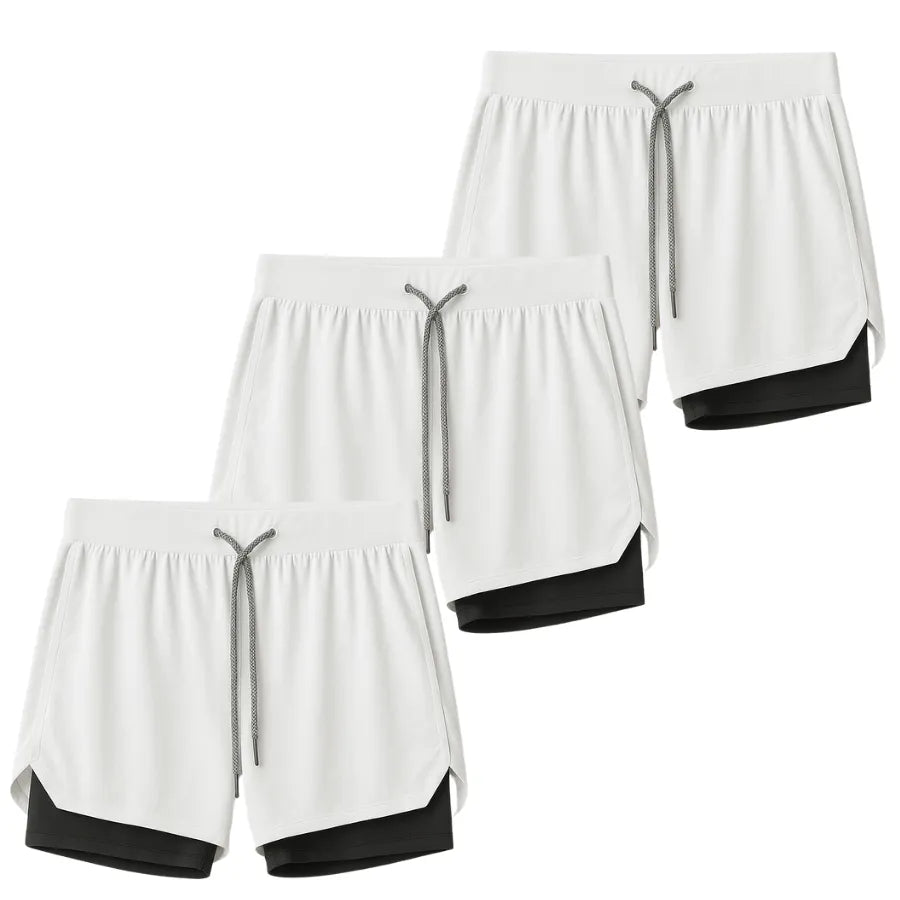 Kit 3 Shorts 2 em 1 Masculino Dry Fit com Bolso