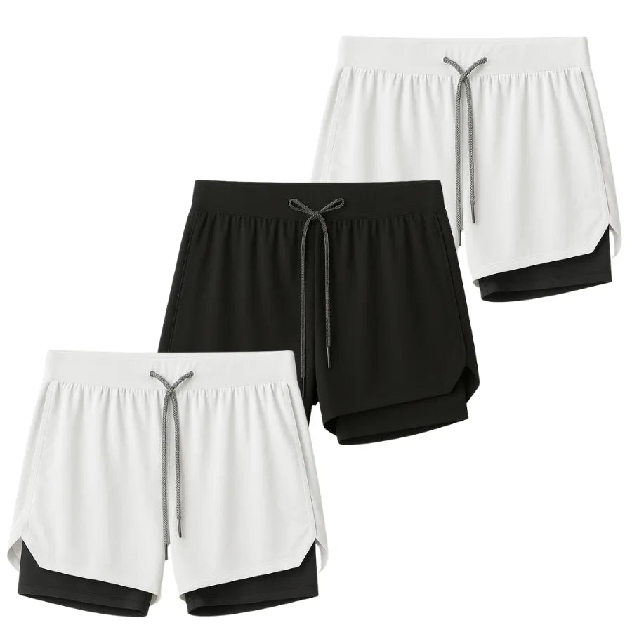 Kit 3 Shorts 2 em 1 Masculino Dry Fit com Bolso