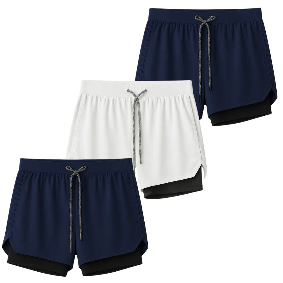 Kit 3 Shorts 2 em 1 Masculino Dry Fit com Bolso