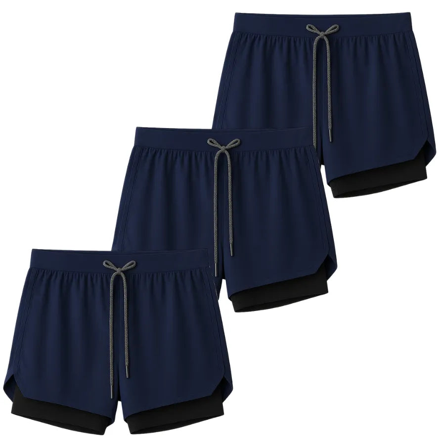Kit 3 Shorts 2 em 1 Masculino Dry Fit com Bolso
