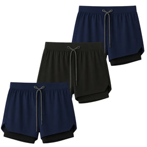 Kit 3 Shorts 2 em 1 Masculino Dry Fit com Bolso
