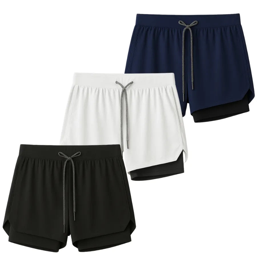 Kit 3 Shorts 2 em 1 Masculino Dry Fit com Bolso