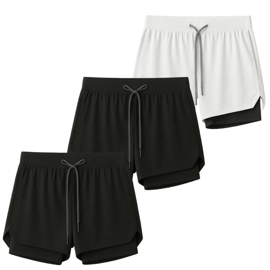Kit 3 Shorts 2 em 1 Masculino Dry Fit com Bolso