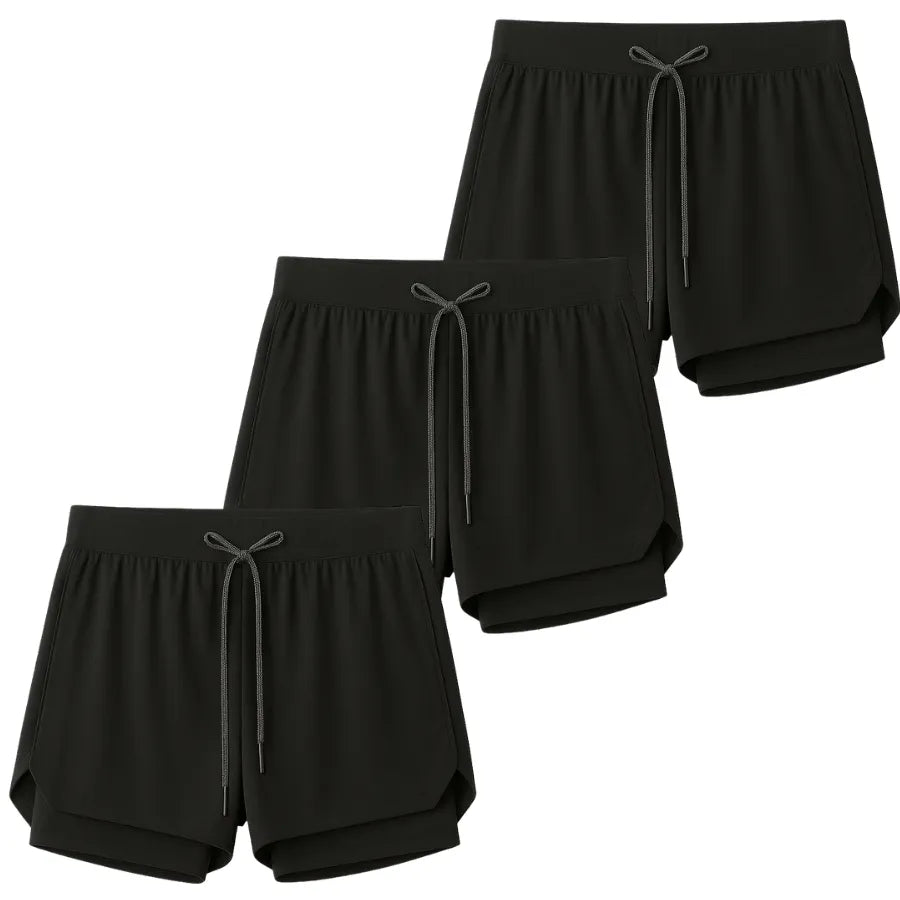 Kit 3 Shorts 2 em 1 Masculino Dry Fit com Bolso