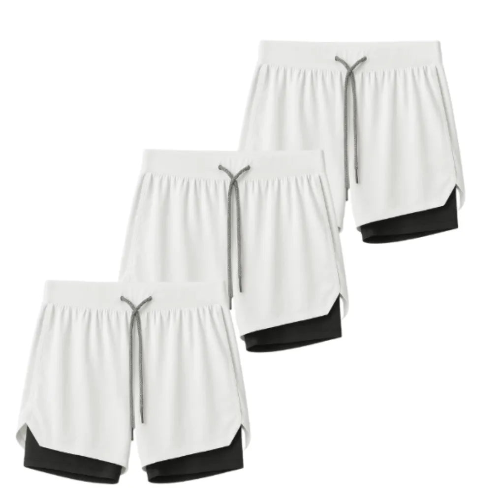 Kit 3 Shorts 2 em 1 Masculino Dry Fit com Bolso