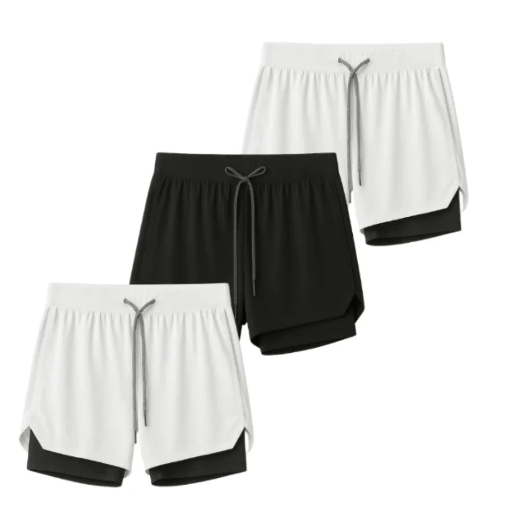 Kit 3 Shorts 2 em 1 Masculino Dry Fit com Bolso