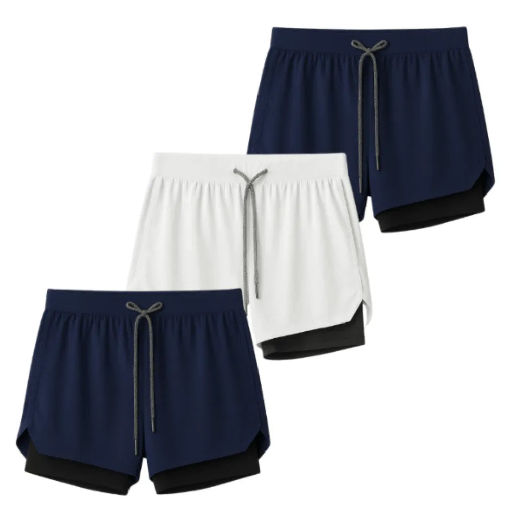 Kit 3 Shorts 2 em 1 Masculino Dry Fit com Bolso