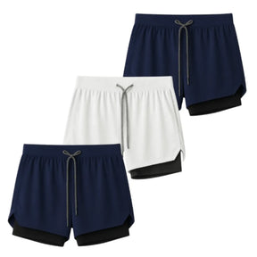 Kit 3 Shorts 2 em 1 Masculino Dry Fit com Bolso