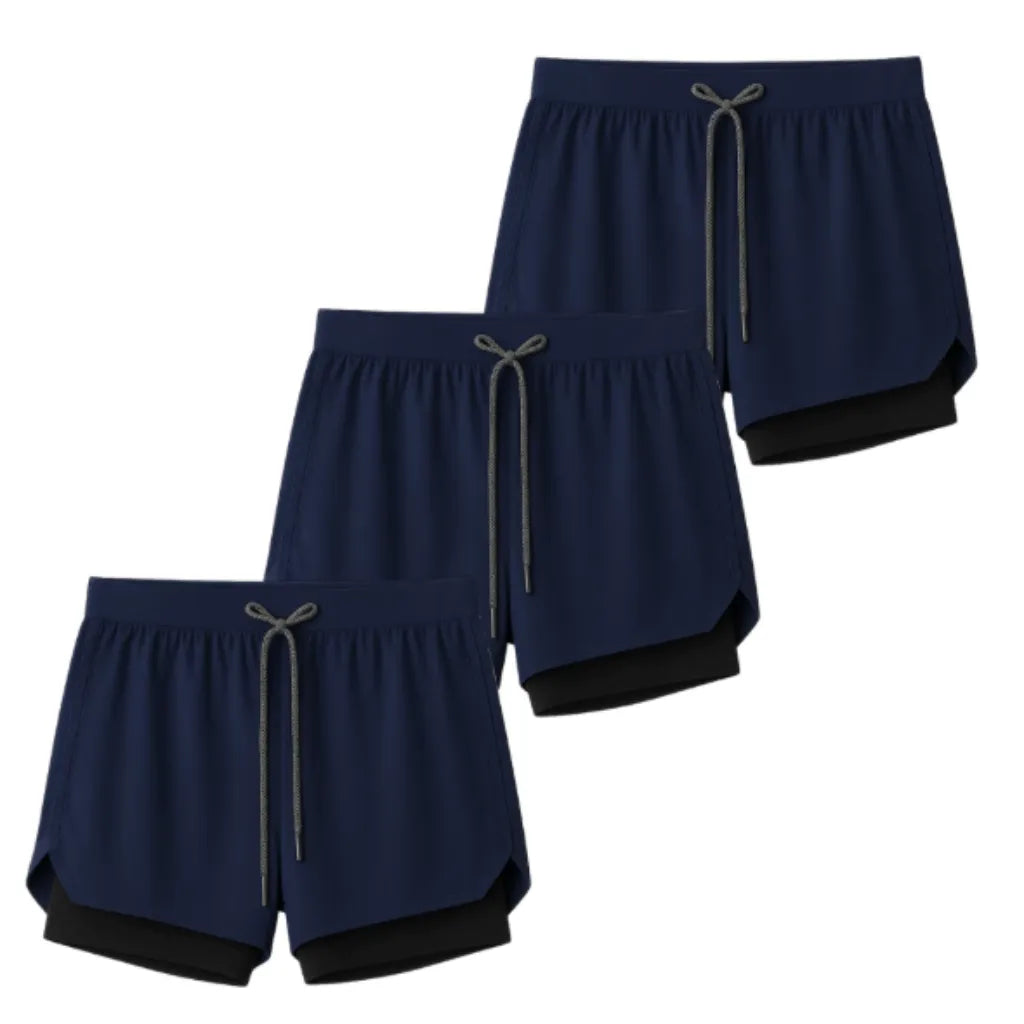 Kit 3 Shorts 2 em 1 Masculino Dry Fit com Bolso