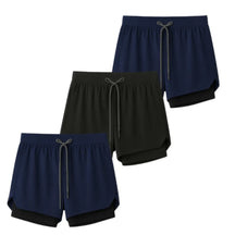 Kit 3 Shorts 2 em 1 Masculino Dry Fit com Bolso