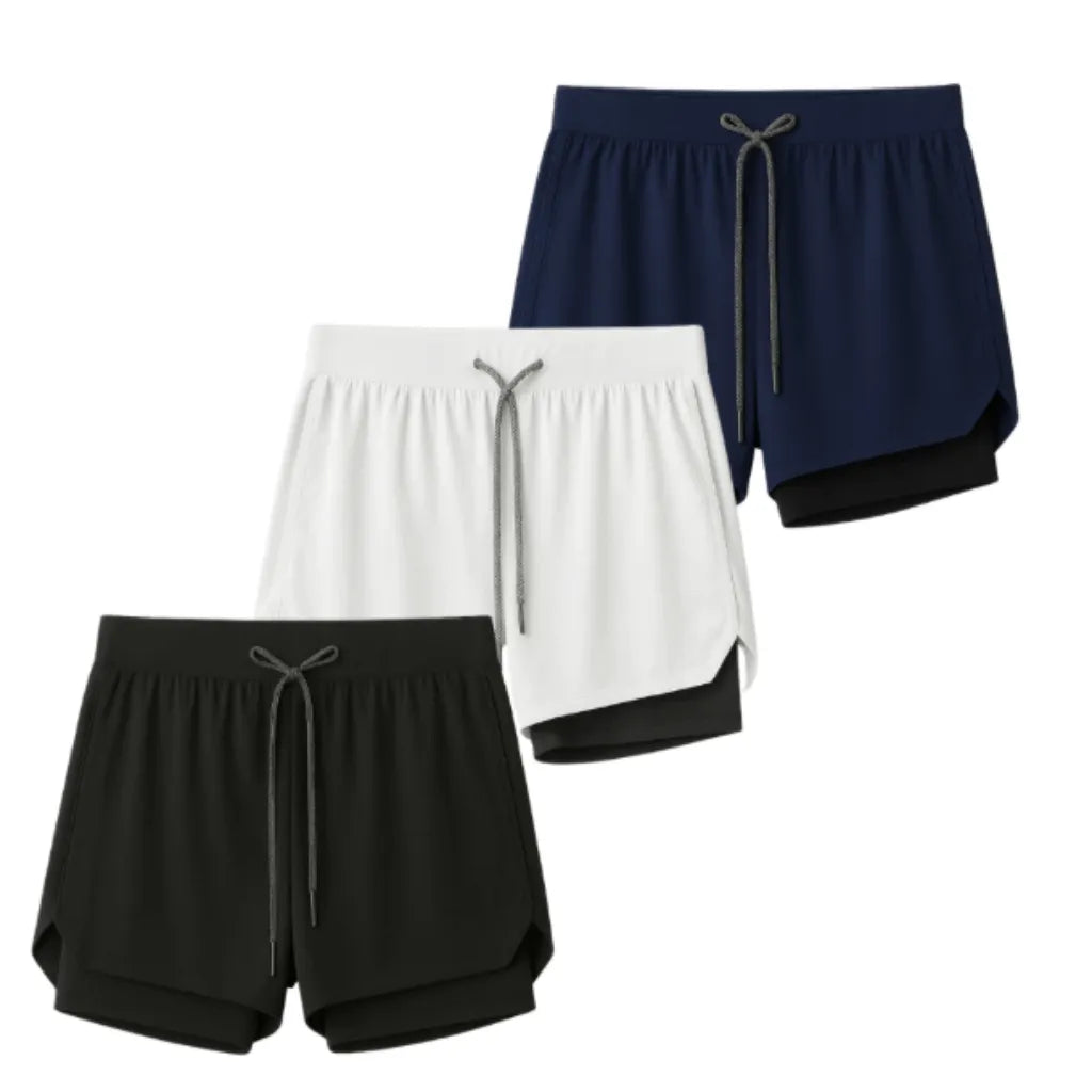 Kit 3 Shorts 2 em 1 Masculino Dry Fit com Bolso