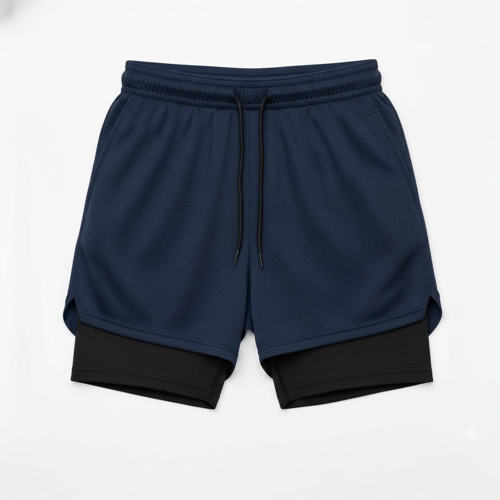 Short 2 em 1 Masculino Dry Fit com Bolso