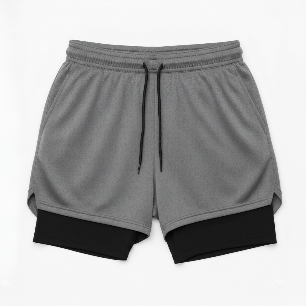 Short 2 em 1 Masculino Dry Fit com Bolso